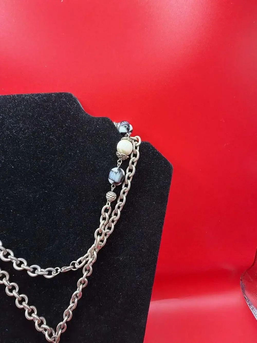 Boho Silver-Tone Multi-Chain Necklace With Ornate Medallion Pendants